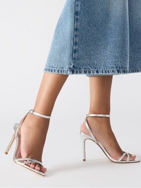 Steve Madden Silver Strappy Stiletto Sandals